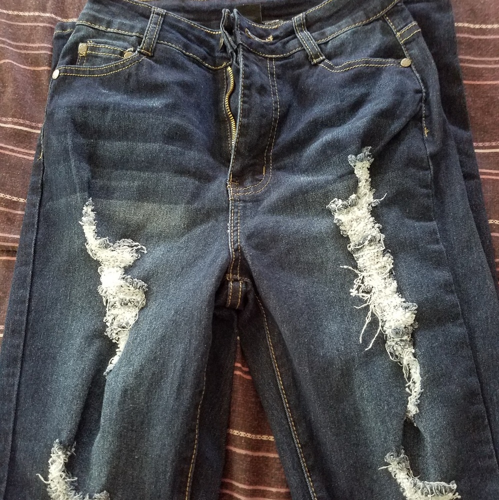 Dark blue high waisted jeans